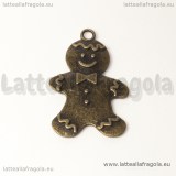 Ciondolo Gingerbread double-face in metallo color bronzo 41x27mm