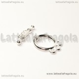 Chiusura composta a 3 fili in metallo Silver Plated 18x14mm