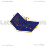 Ciondolo Libro Harry Potter in metallo dorato smaltato blu 25x24mm