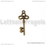 Ciondolo Chiave in metallo color bronzo 32x12mm