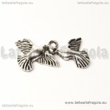 Charm Uccellini innamorati in metallo argento antico 25x12mm