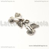 Charm Uccellini innamorati in metallo argento antico 25x12mm