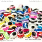 10 Perle ovali Occhio Turco in acrilico colorato 8x6mm