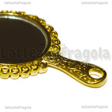 Ciondolo Specchio in metallo dorato 60x32mm