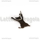 Ciondolo Gatto con collare glitter in Acciaio Inox 32x17mm