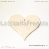 Ciondolo cuore in legno color panna 43x40mm