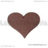 Ciondolo cuore in legno cioccolato fondente 43x40mm