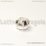 Rondella foro largo puntinata fori spicchi in metallo silver plated 11x8mm