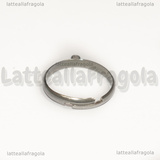 Base Anello regolabile in Acciaio Inox con anellino per charms