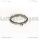Base Anello regolabile in Acciaio Inox con anellino per charms