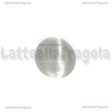 Cabochon in Occhi di Gatto bianco argento 25x18mm