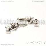 Charm double-face pistola in metallo argentato 21x11mm