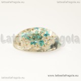 Cabochon in resina con veri fiori disidratati azzurri 25x18mm