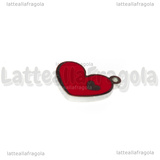 Ciondolo Cuore in Acciaio Inox smaltato Rosso 13x10mm