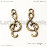 Ciondolo Chiave di Violino in metallo color bronzo 26x9mm