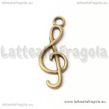 Ciondolo Chiave di Violino in metallo color bronzo 26x9mm