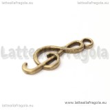 Ciondolo Chiave di Violino in metallo color bronzo 26x9mm