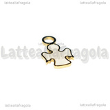 Charm Angelo in Acciaio Inox Dorato smaltato placcato oro 18K 14x8mm