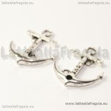 Charm Ancora double-face in metallo argento antico 22.5x18mm