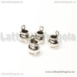 Charm Calderone 3D in metallo argento antico 12x8mm