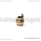 Charm 3D Calderone in metallo color bronzo 12x8mm