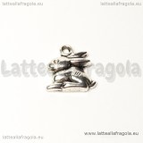 Charm Coniglio in metallo argento antico 15x13mm