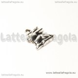 Charm coniglio in metalo argento antico 15x13mm