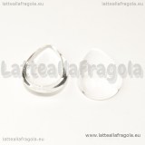 Cabochon in vetro trasparente a goccia effetto lente 18x13mm