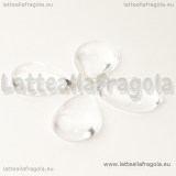 Cabochon in vetro trasparente a goccia effetto lente 18x13mm