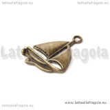 Charm Barca a vela in metallo color bronzo 23x17mm