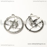 Ciondolo ghiandaia imitatrice Hunger Games in metallo argento antico 27x24mm