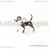 Ciondolo cagnolino 3D in metallo Silver Plated 16x15mm