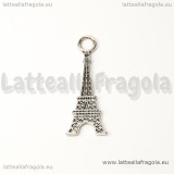 Ciondolo Torre Eiffel in metallo argento antico 32x12mm