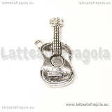 Ciondolo Chitarra in metallo argento antico 25x12mm