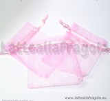 5 Sacchetti in organza rosa 7x9cm