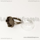 Set Ampolla in Vetro e base anello in metallo color bronzo 20x15mm 
