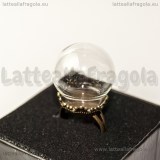 Set ampolla in vetro 20x15mm con base anello in metallo color bronzo