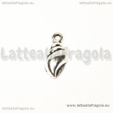 Charm 3D Conchiglia in metallo argento antico 15x6mm