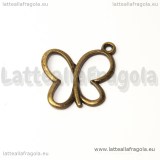 Charm farfalla in metallo color bronzo 24x20mm