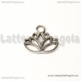 Charm Fiore di Loto in metallo argento antico 17x14mm