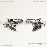 Charm Testa di Cavallo double-face in metallo argento antico 21x8mm