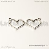 Charm cuore in metallo argento antico 16x12.5mm