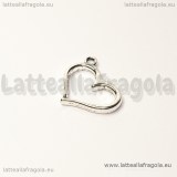 Charm cuore in metallo argento antico 16x12.5mm