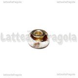 Perla in Lampwork Miele ghirigori argento foro largo 15x10mm