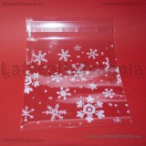 10 buste in plastica trasparente Fiocchi di Neve con bordo adesivo 12.9x10cm