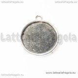 Base Tonda in metallo Argento antico per Cammei da 20mm