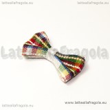 Fiocco Fantasia Tartan Bianco in poliestere 25x15mm