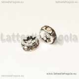 Rondella in rame Silver plated con strass cristal 6x3mm