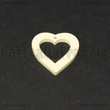 3 Ciondoli Cuore in legno color vaniglia 25x22mm