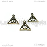 Charm Doni della morte Harry Potter in metallo color bronzo 13x12mm